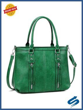 Vegan Leather Hobo Bag Large Crossbody Purse Multi-Pocket Tote